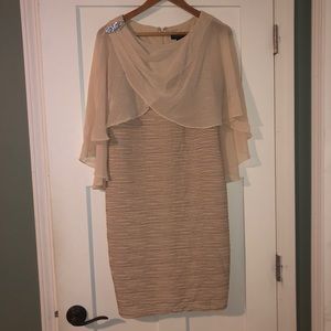 Pale Blush and Silver Stripe Cocktail Dress - 10